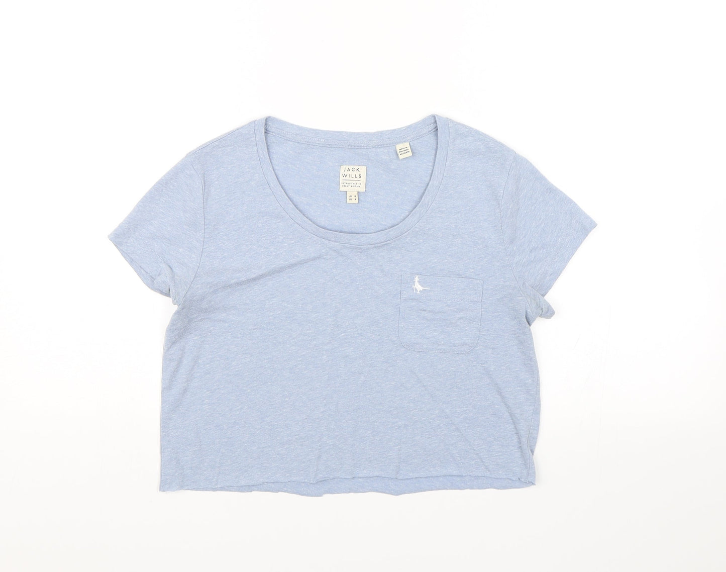 Womens UK Size 8 Jack Wills Blue Cropped T-Shirt