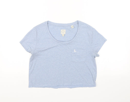 Womens UK Size 8 Jack Wills Blue Cropped T-Shirt