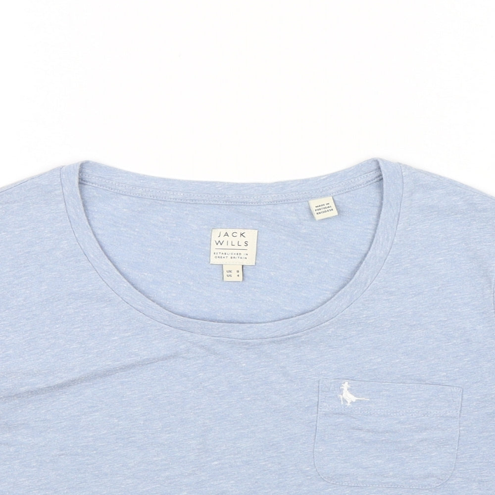 Womens UK Size 8 Jack Wills Blue Cropped T-Shirt