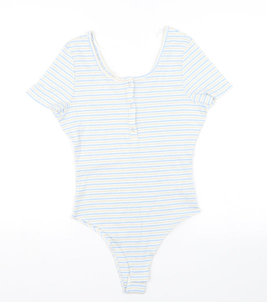 Primark Womens Blue Striped  Bodysuit One-Piece Size XS