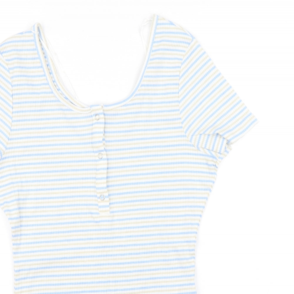 Primark Womens Blue Striped  Bodysuit One-Piece Size XS