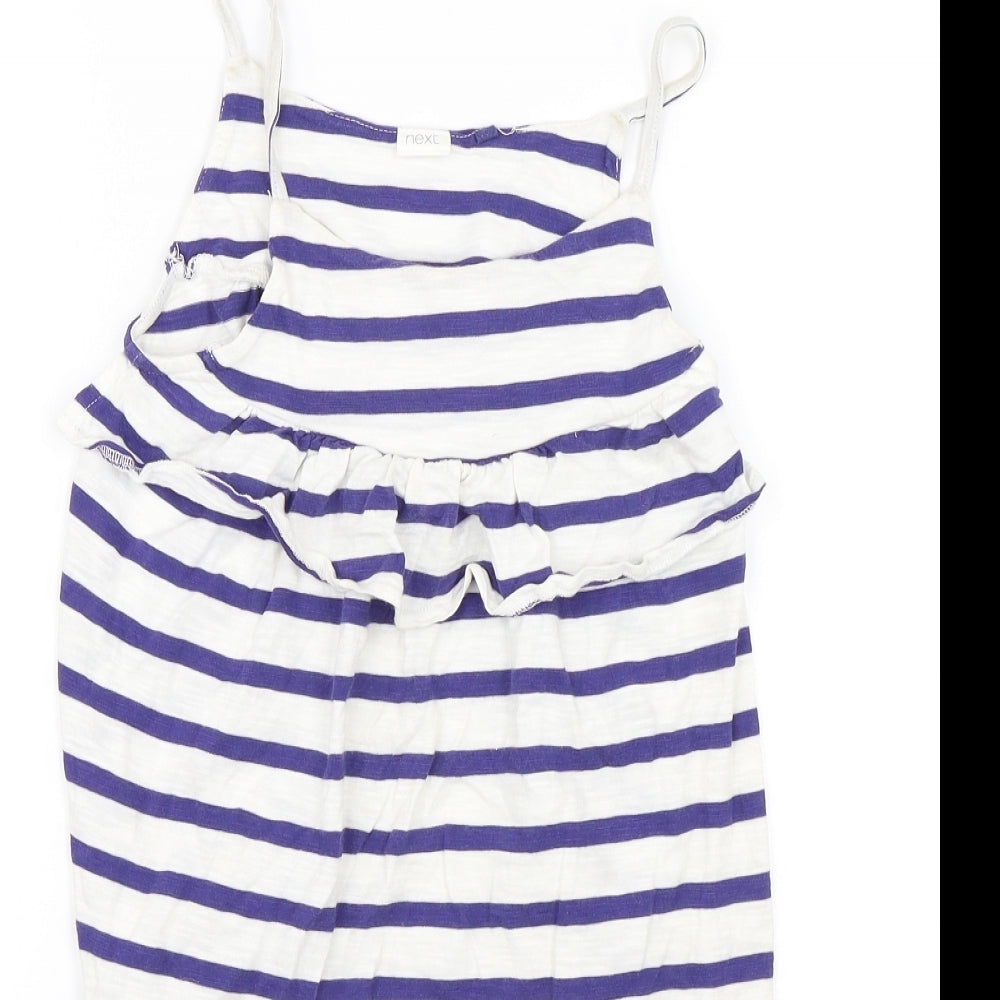 Next Girls Blue Striped  Shift  Size 7 Years