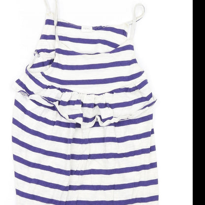 Next Girls Blue Striped  Shift  Size 7 Years