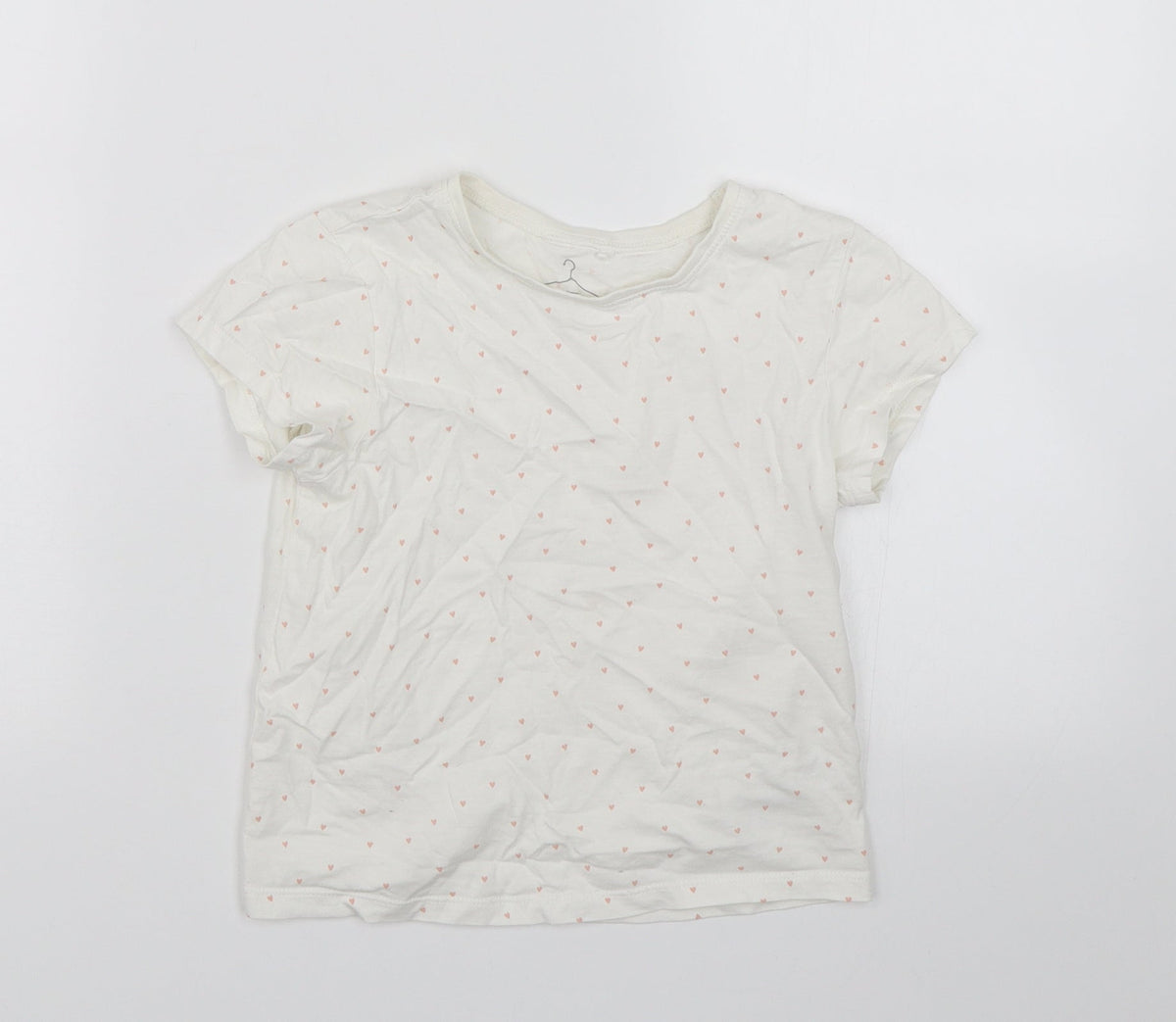 Additional front view of Next girls’ white basic t-shirt, size 5-6, years - hearts