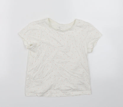 Additional front view of Next girls’ white basic t-shirt, size 5-6, years - hearts