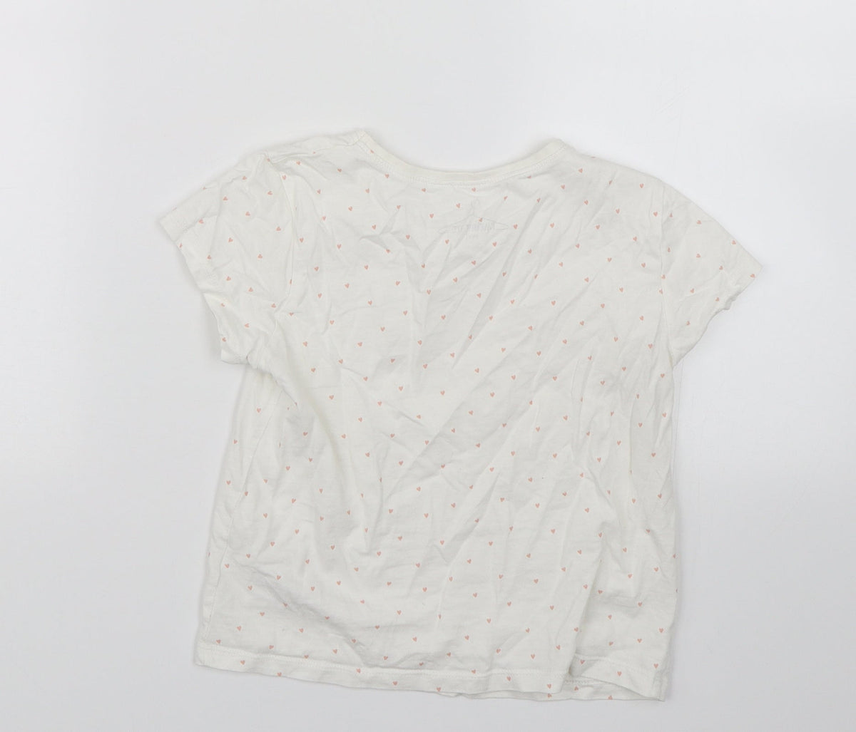 Back view of Next girls’ white basic t-shirt, size 5-6, years - hearts