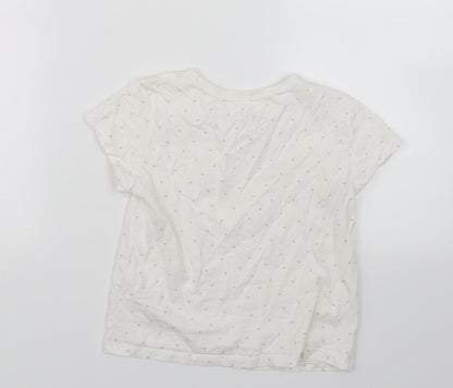 Back view of Next girls’ white basic t-shirt, size 5-6, years - hearts