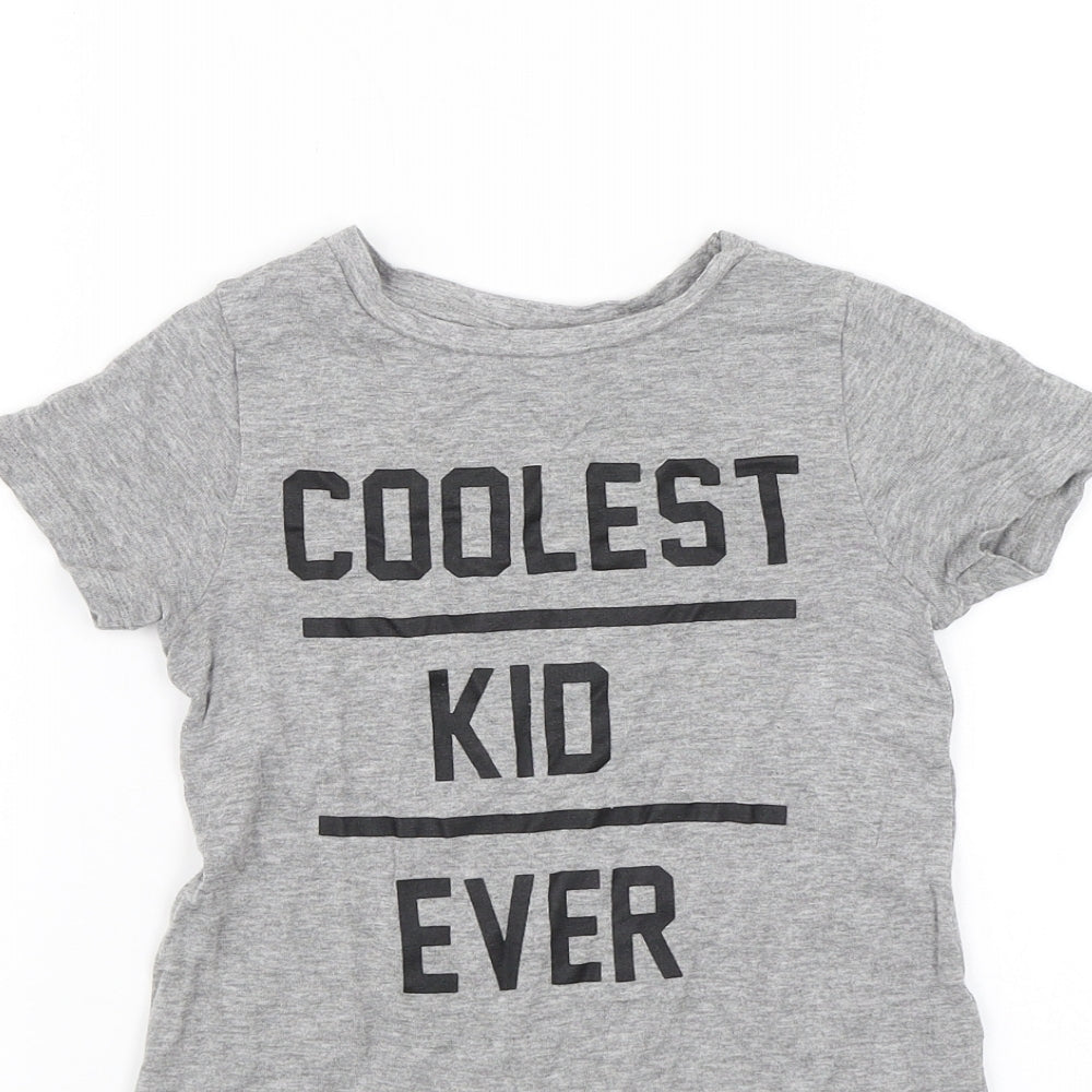 Close-up detail of Next girls’ grey basic t-shirt, size 3, years - coolest kid ever