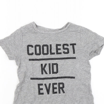 Close-up detail of Next girls’ grey basic t-shirt, size 3, years - coolest kid ever
