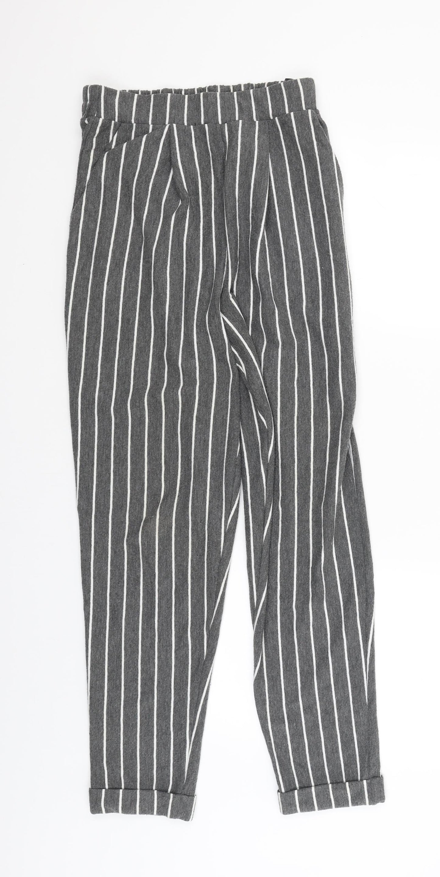 Miss Selfridge Womens Grey Striped  Jogger Trousers Size 6 L25 in