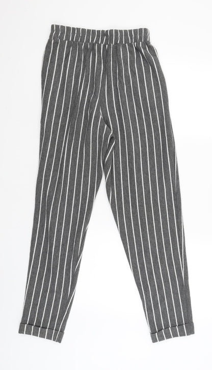 Miss Selfridge Womens Grey Striped  Jogger Trousers Size 6 L25 in