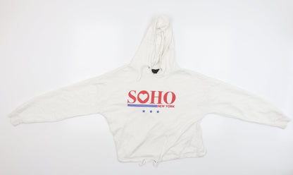 New Look Womens White   Pullover Hoodie Size 8