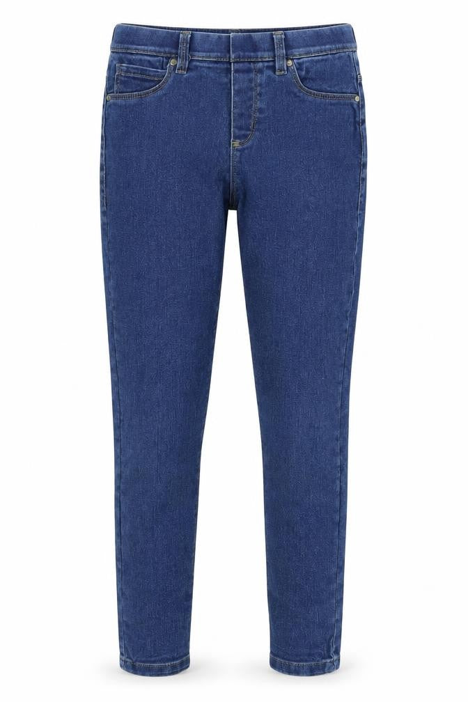 Front view of Denim & Co. girls’ blue skinny jeans, size 9-10, years