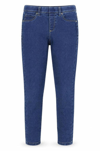Front view of Denim & Co. girls’ blue skinny jeans, size 9-10, years