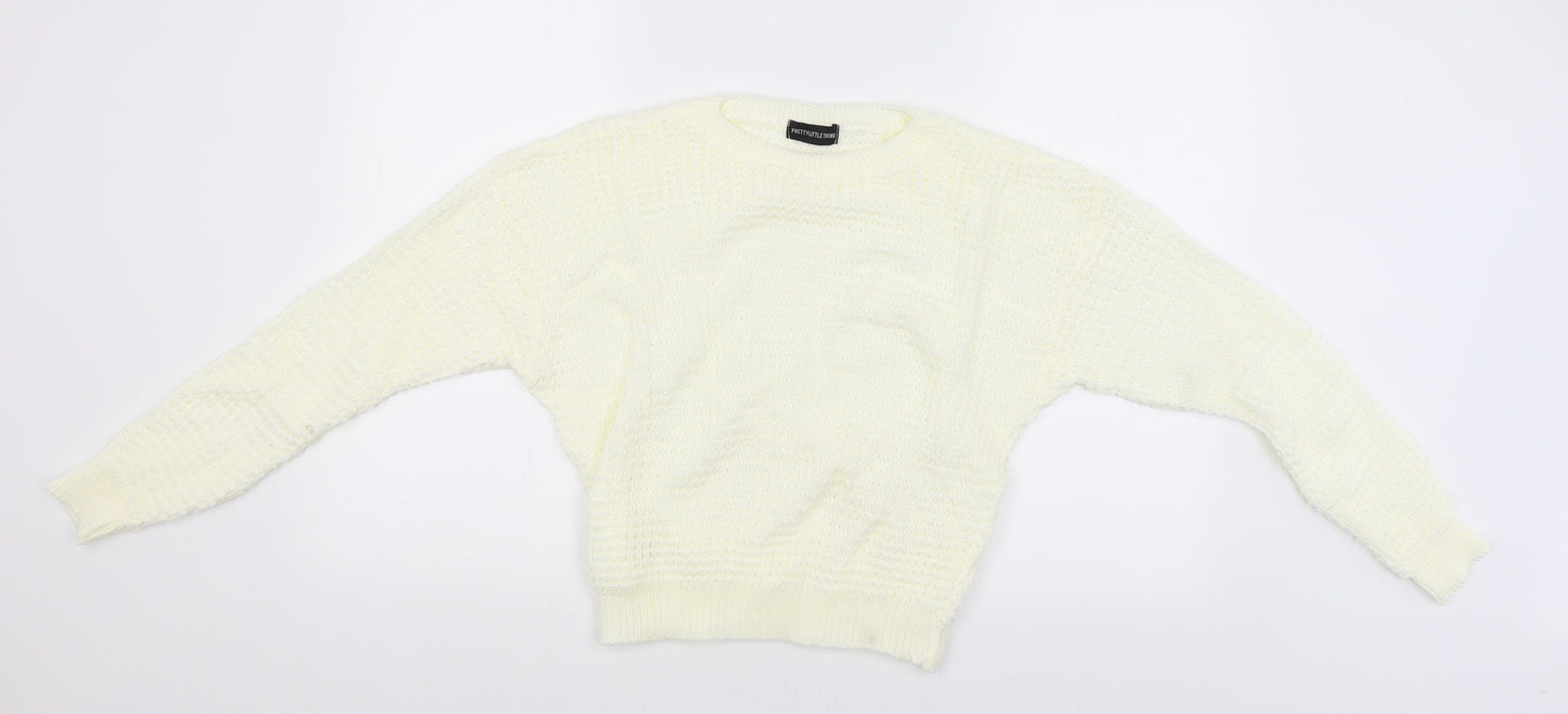 Womens UK Size M PRETTYLITTLETHING White Pullover Jumper