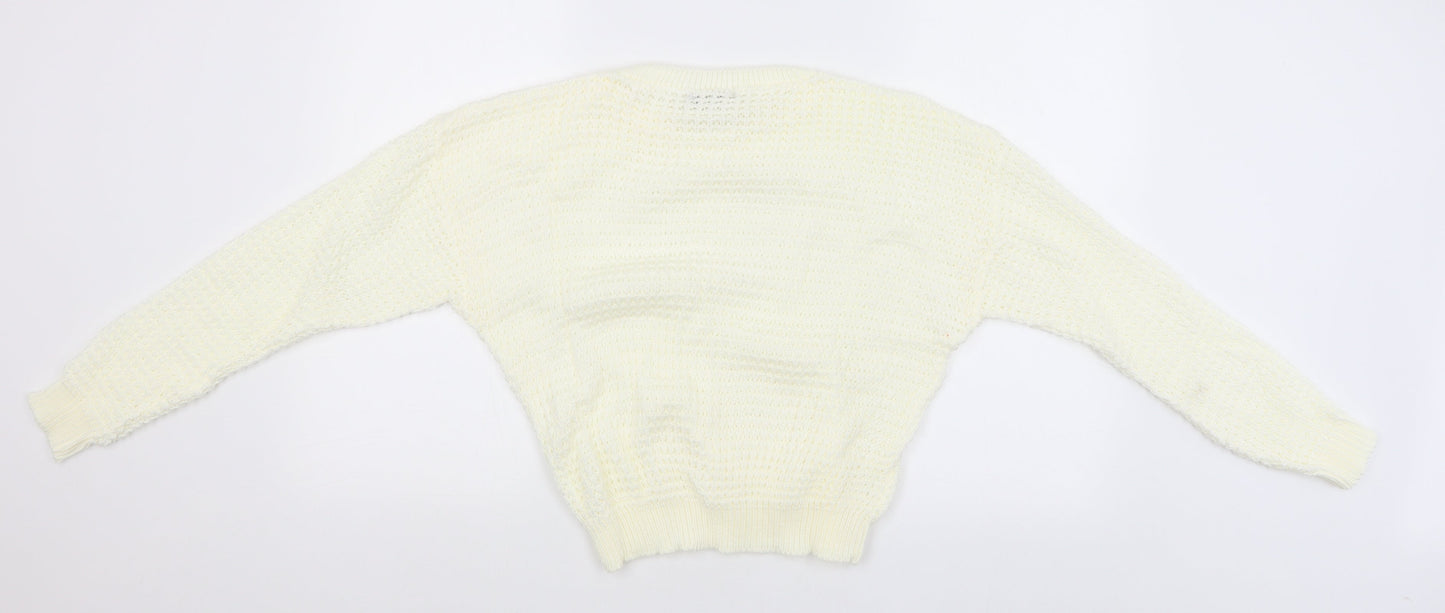Womens UK Size M PRETTYLITTLETHING White Pullover Jumper