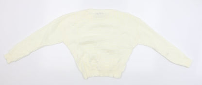 Womens UK Size M PRETTYLITTLETHING White Pullover Jumper