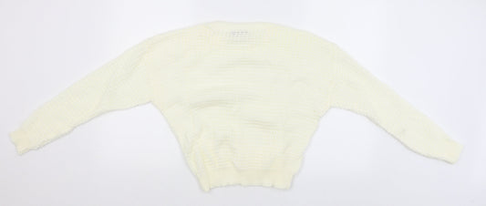 Womens UK Size M PRETTYLITTLETHING White Pullover Jumper