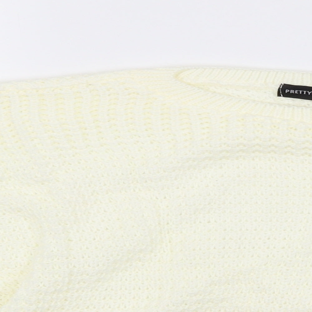 Womens UK Size M PRETTYLITTLETHING White Pullover Jumper