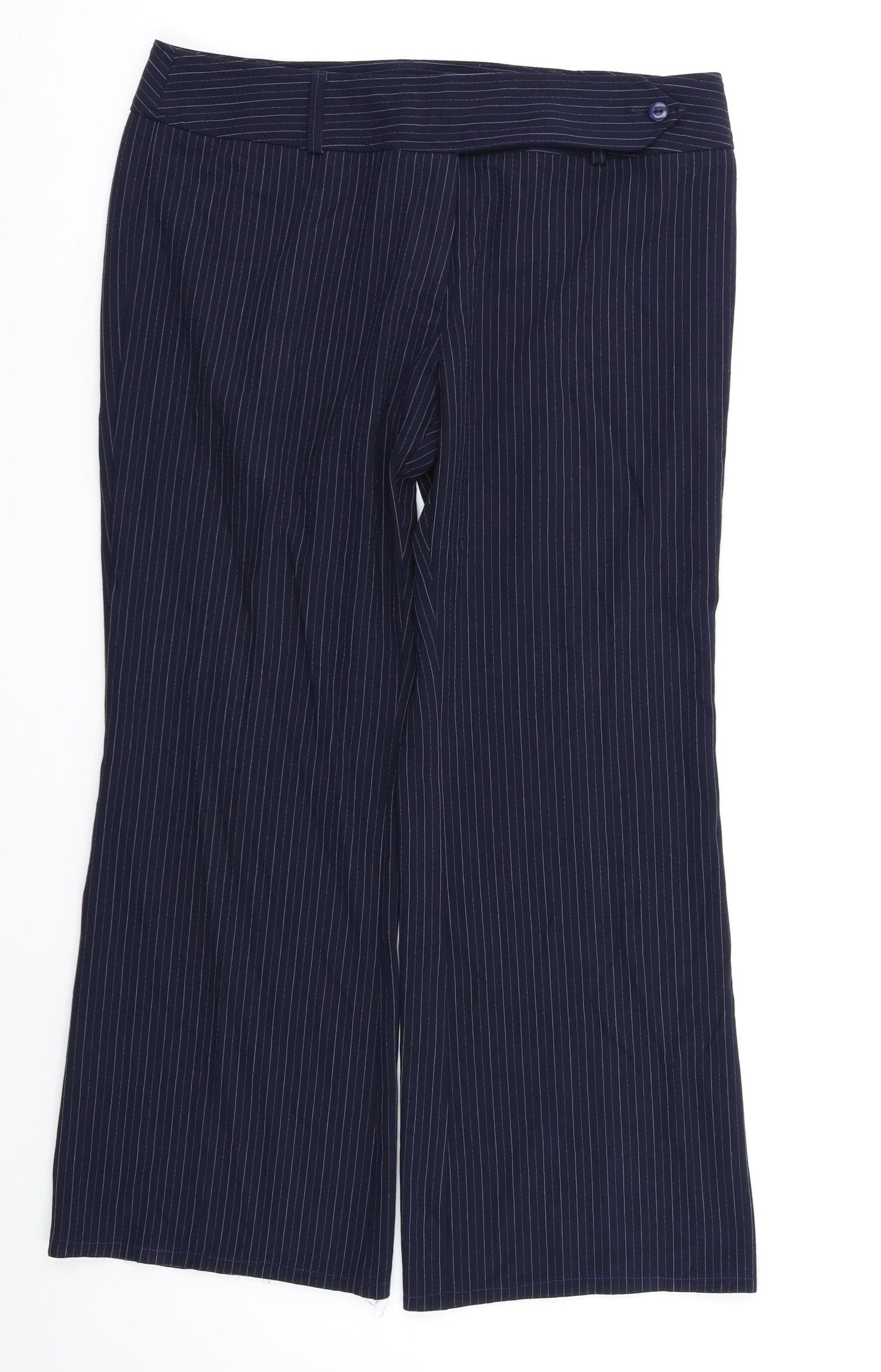 M&S Womens Blue Striped  Dress Pants Trousers Size 16 L26 in