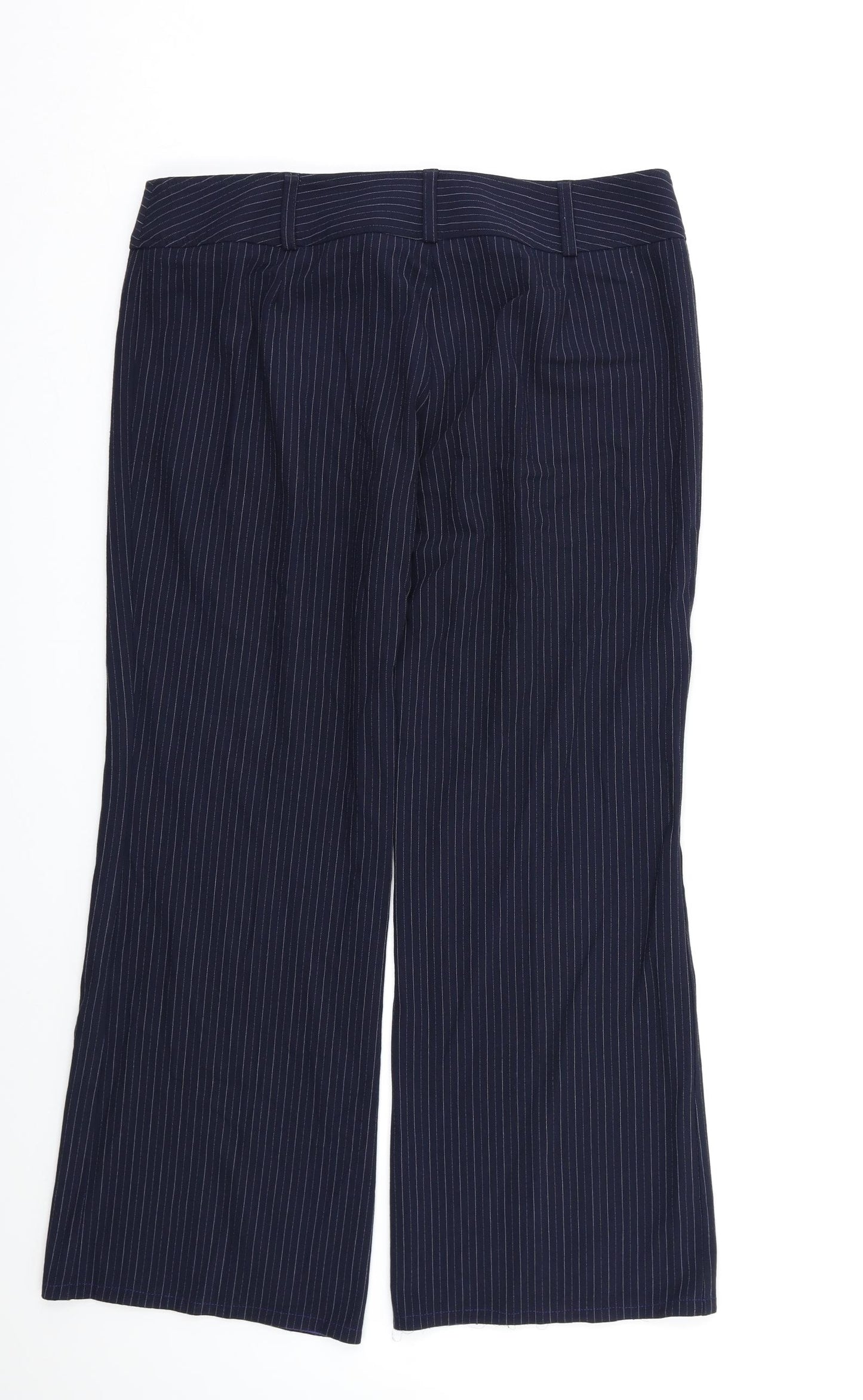 M&S Womens Blue Striped  Dress Pants Trousers Size 16 L26 in