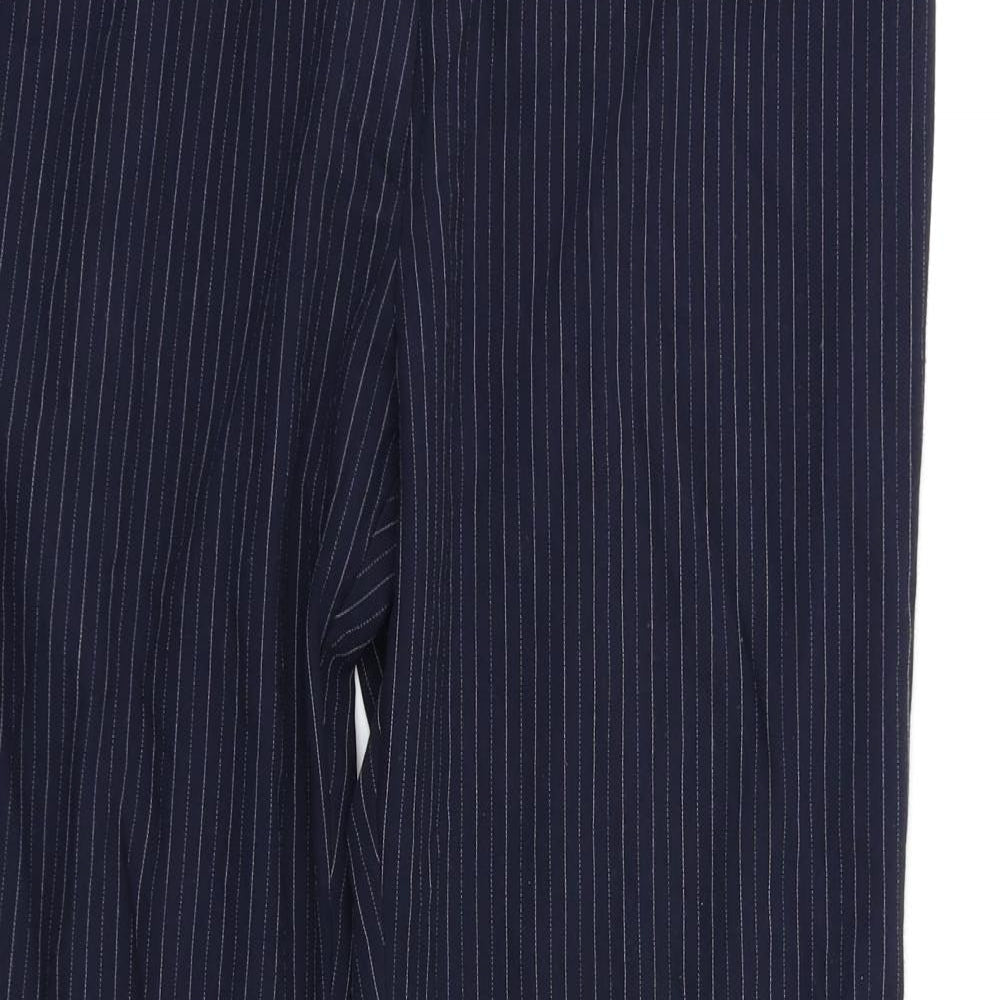 M&S Womens Blue Striped  Dress Pants Trousers Size 16 L26 in