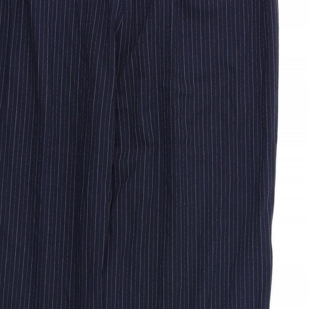 M&S Womens Blue Striped  Dress Pants Trousers Size 16 L26 in