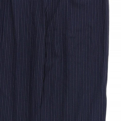 M&S Womens Blue Striped  Dress Pants Trousers Size 16 L26 in
