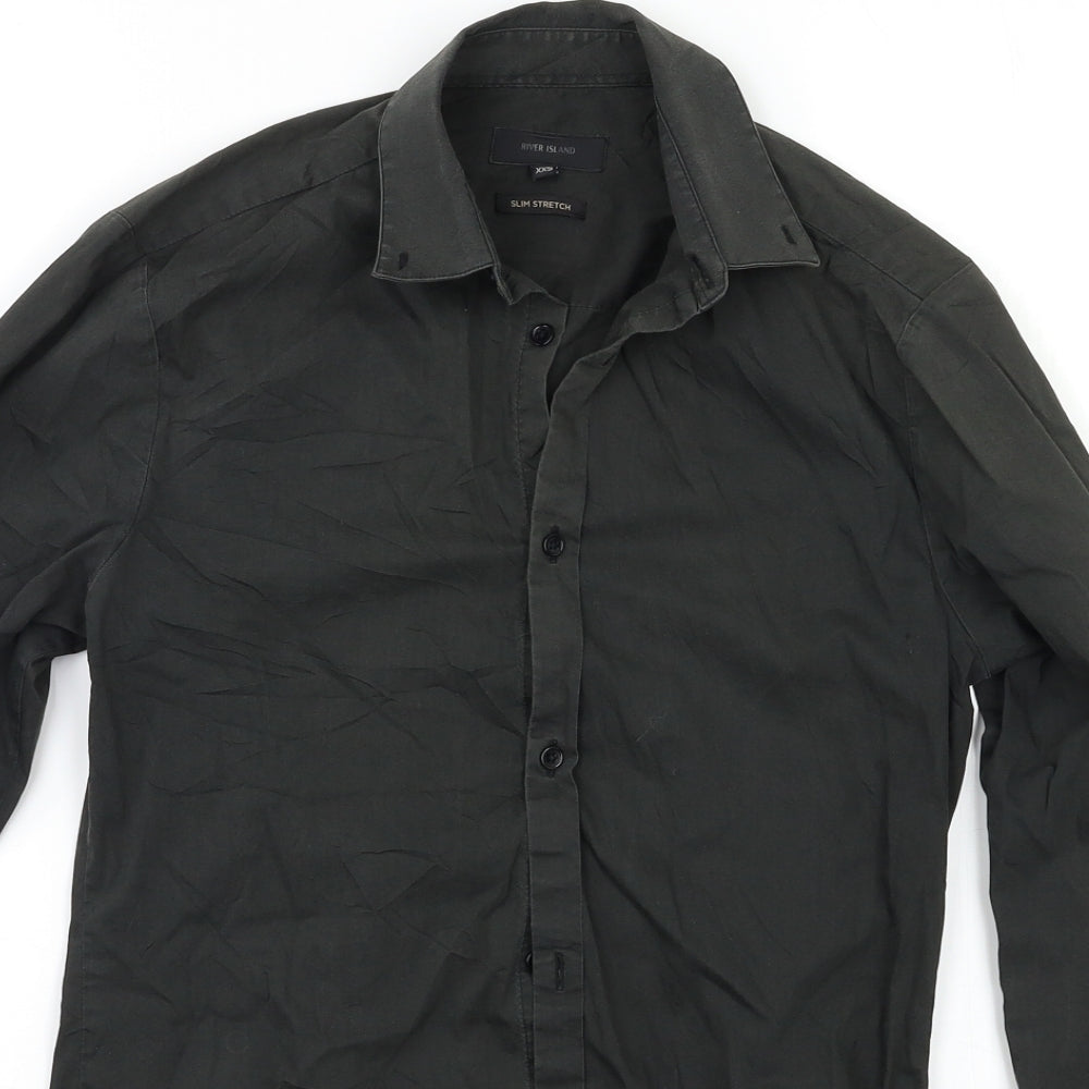 River Island Mens Green    Button-Up Size XS