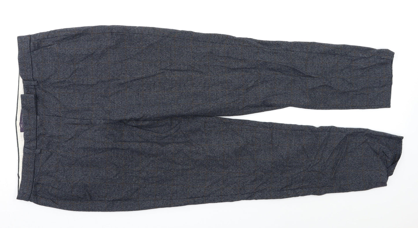 M&S Mens Grey Check  Dress Pants Trousers Size 34 L26 in
