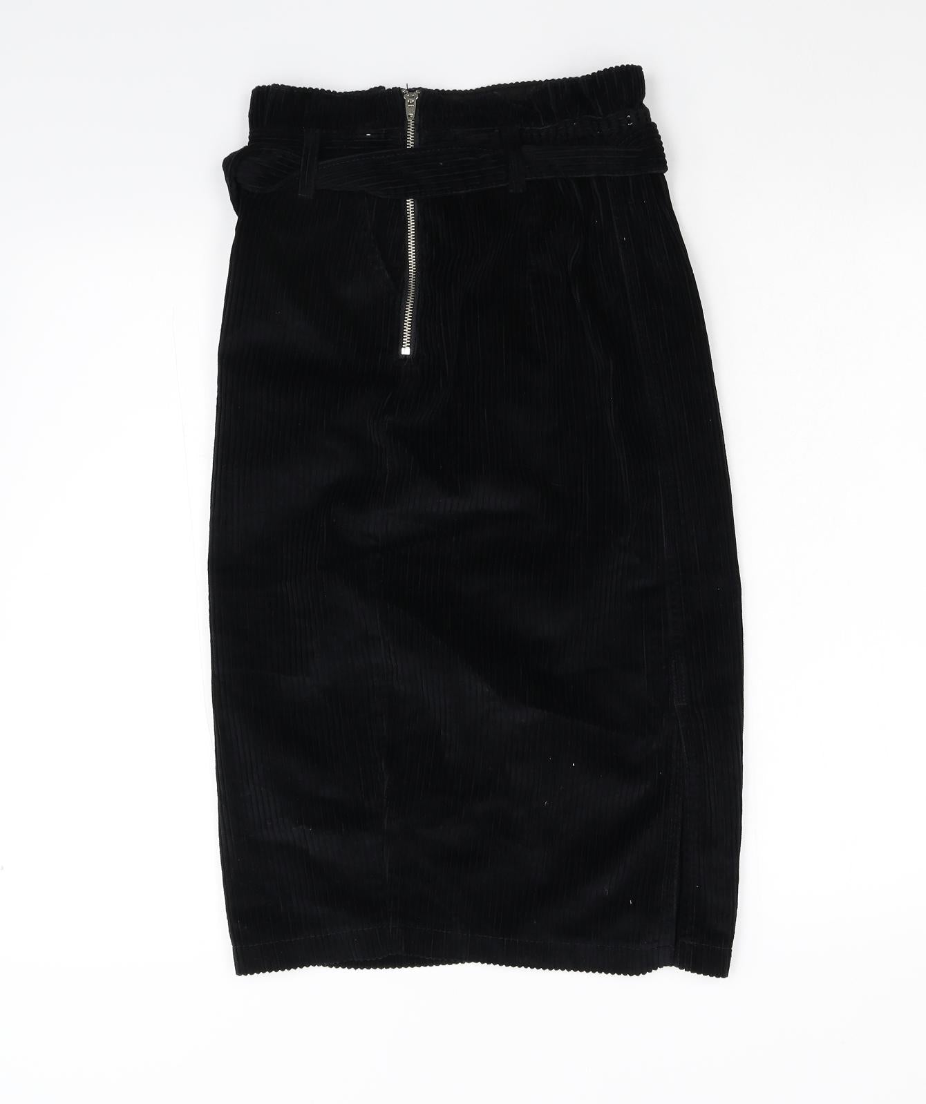 Primark Womens Black  Corduroy Straight & Pencil Skirt Size 8