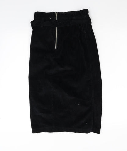 Primark Womens Black  Corduroy Straight & Pencil Skirt Size 8