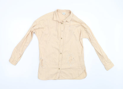 Additional front view of River Island girls’ beige denim basic button-up, size 11-12, years