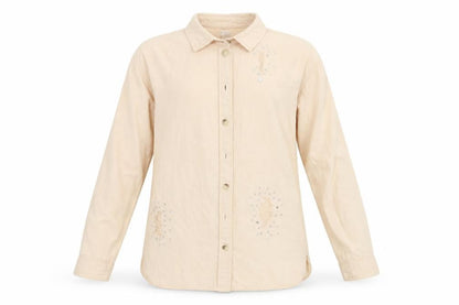 Front view of River Island girls’ beige denim basic button-up, size 11-12, years