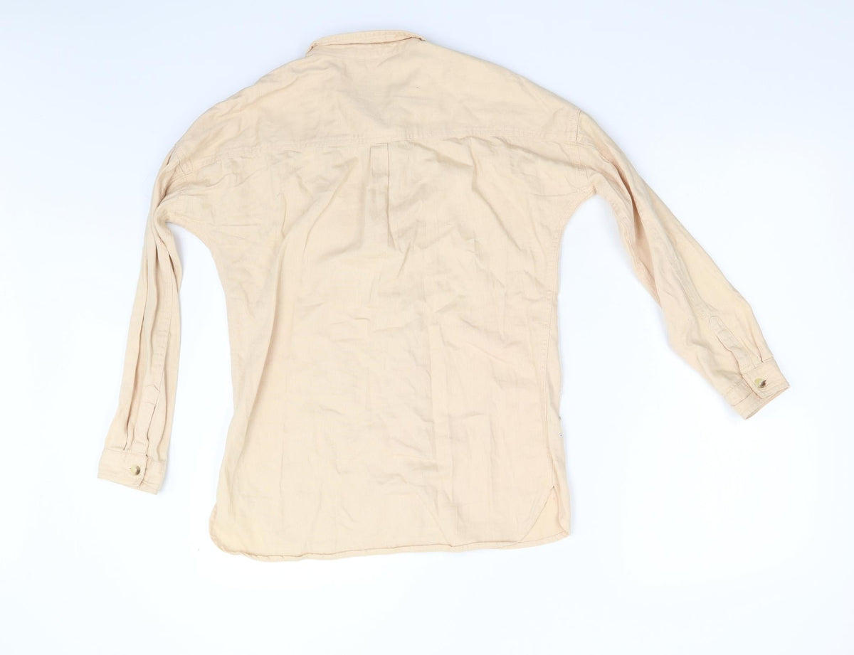 Back view of River Island girls’ beige denim basic button-up, size 11-12, years