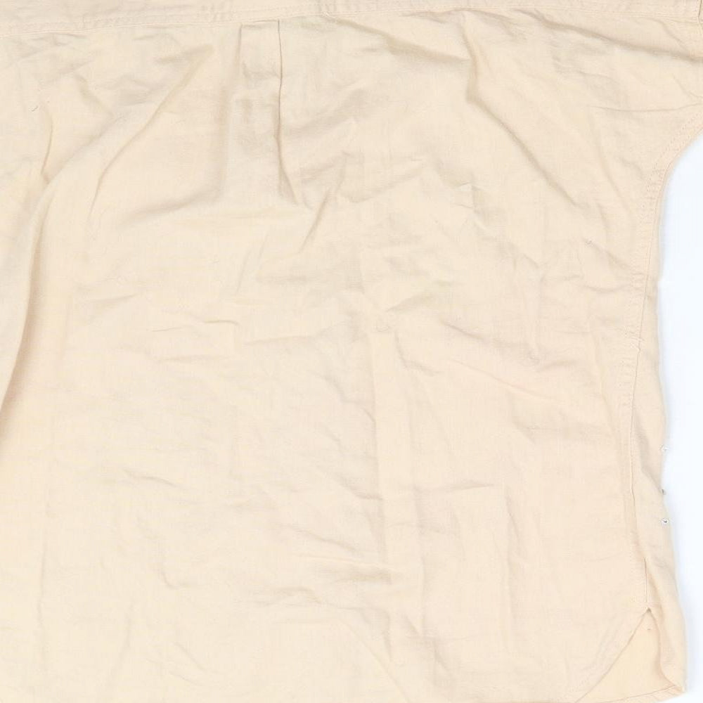 Brand and care label for River Island girls’ beige denim basic button-up, size 11-12, years