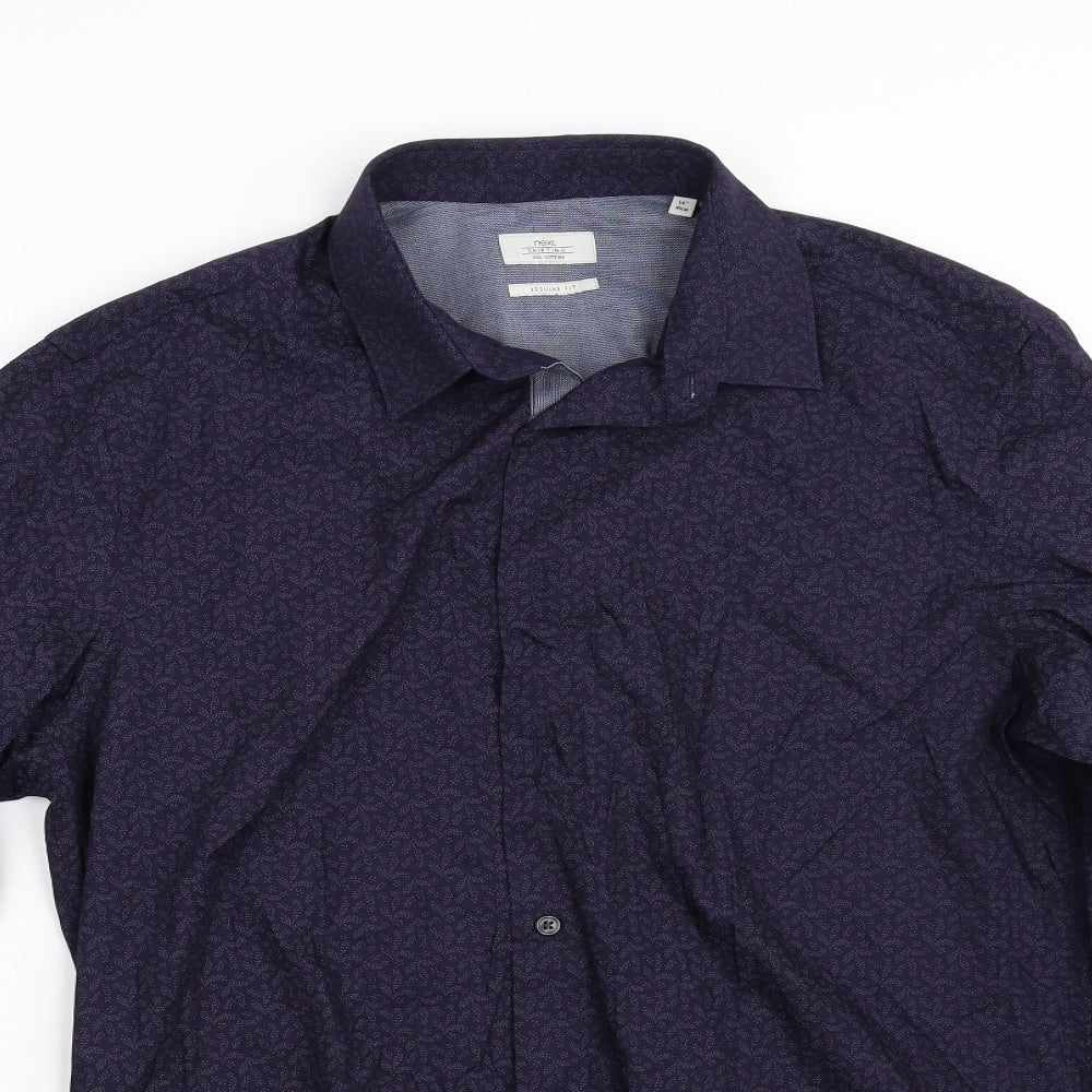 Mens UK Size 16 NEXT Blue  Button-Up Long Sleeve Casual Shirt