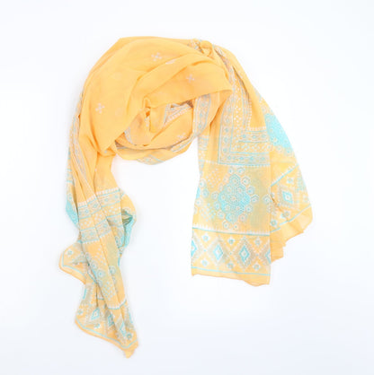 Additional front view of Preworn unisex orange geometric shawl/wrap