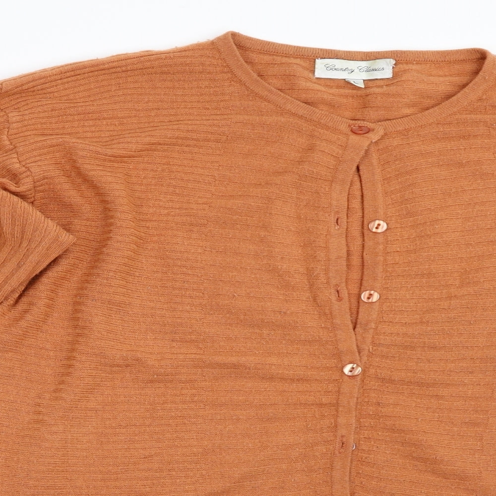 Country Classics Womens Orange  Knit Cardigan Jumper Size L