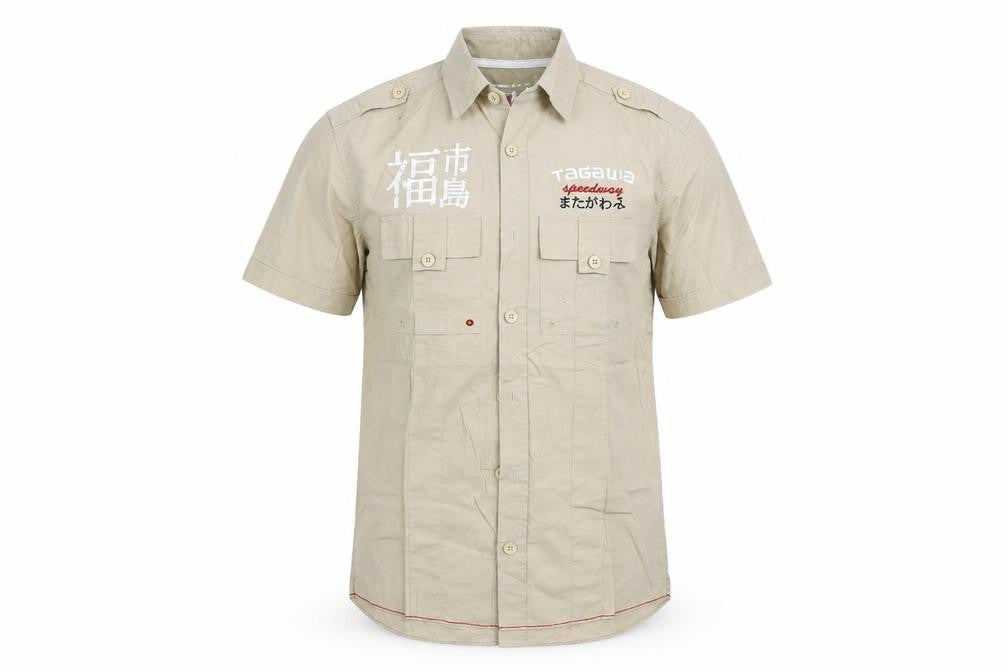 Mens UK Size S NEXT Beige  Button-Up Short Sleeve Casual Shirt