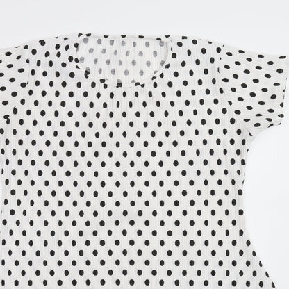 Preworn Womens White Polka Dot  Fit & Flare  Size L