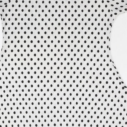 Preworn Womens White Polka Dot  Fit & Flare  Size L