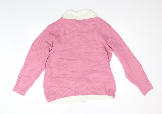 Gorgeous Womens Pink  Knit Full Zip Jumper Size L