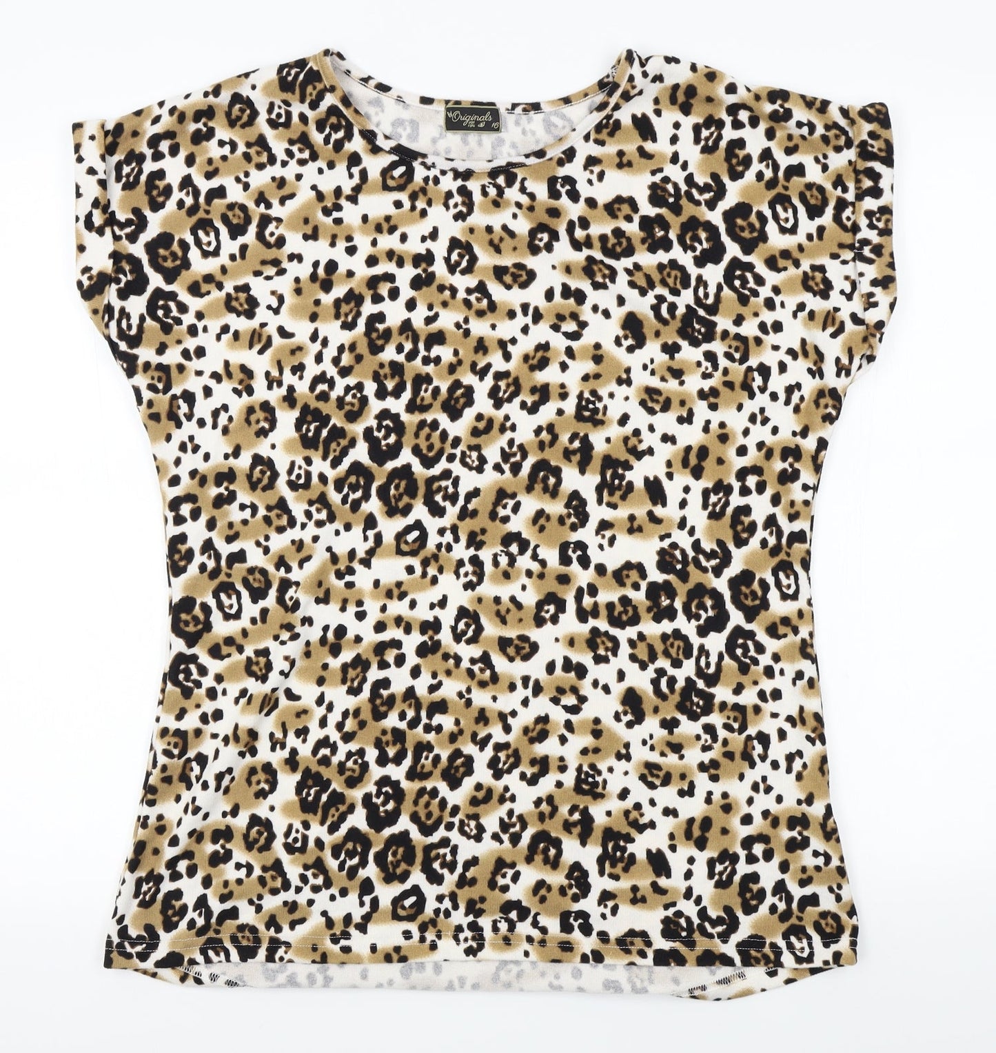 originals Womens White Animal Print  Basic T-Shirt Size 16
