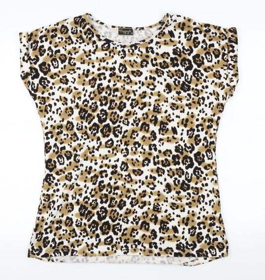 originals Womens White Animal Print  Basic T-Shirt Size 16