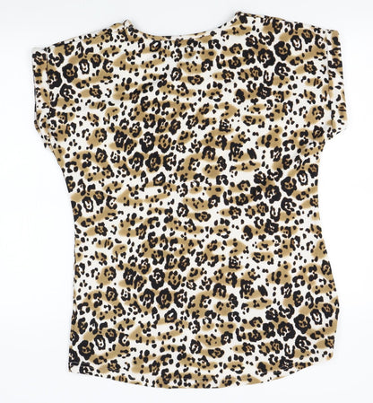 originals Womens White Animal Print  Basic T-Shirt Size 16