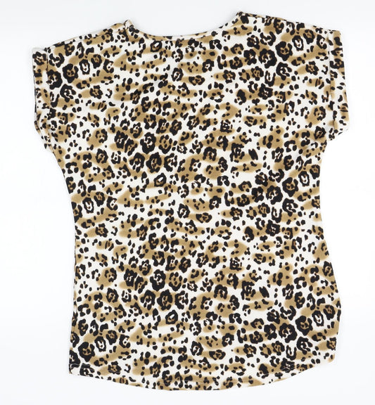 originals Womens White Animal Print  Basic T-Shirt Size 16