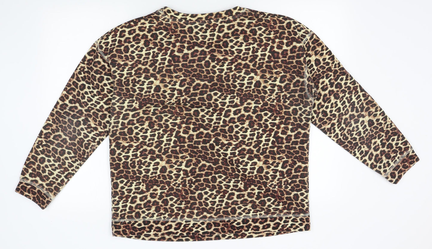Jean pascale Womens Brown Animal Print  Pullover Jumper Size L