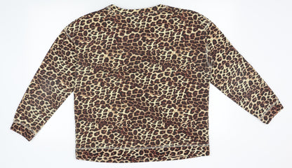 Jean pascale Womens Brown Animal Print  Pullover Jumper Size L