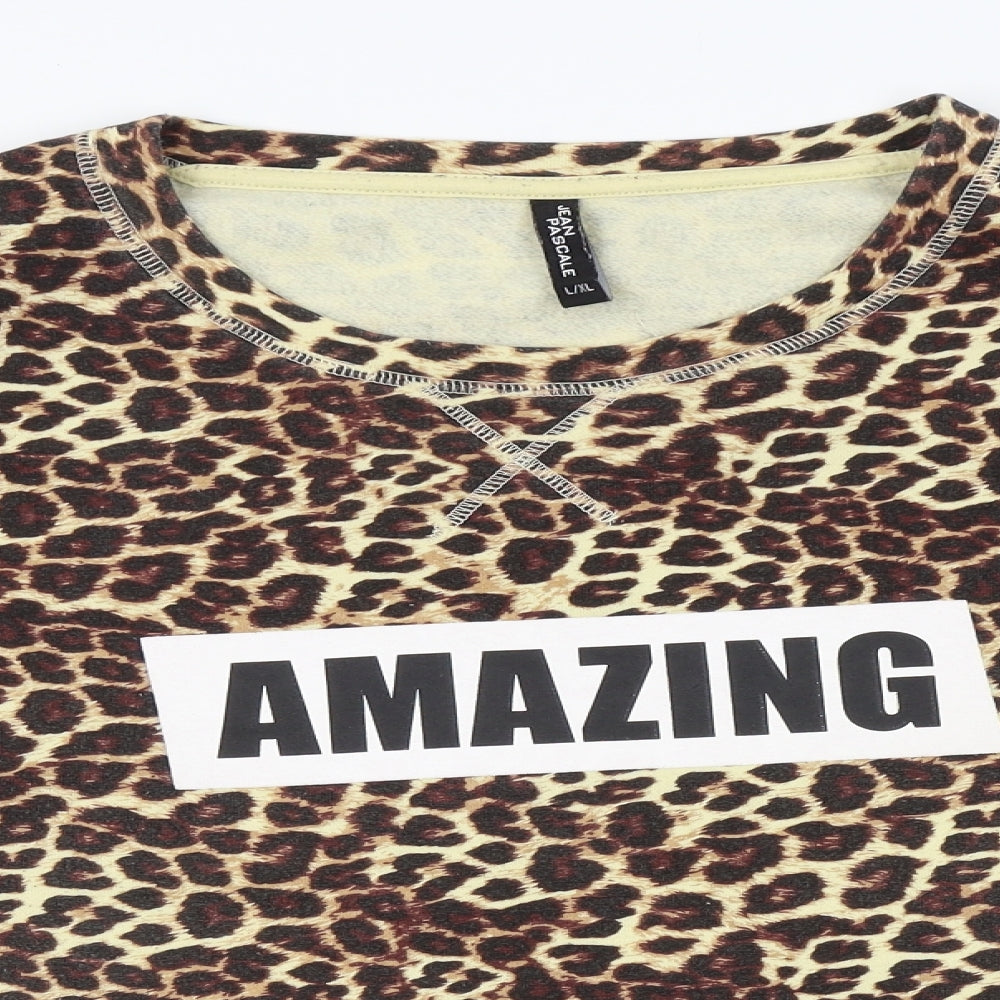 Jean pascale Womens Brown Animal Print  Pullover Jumper Size L